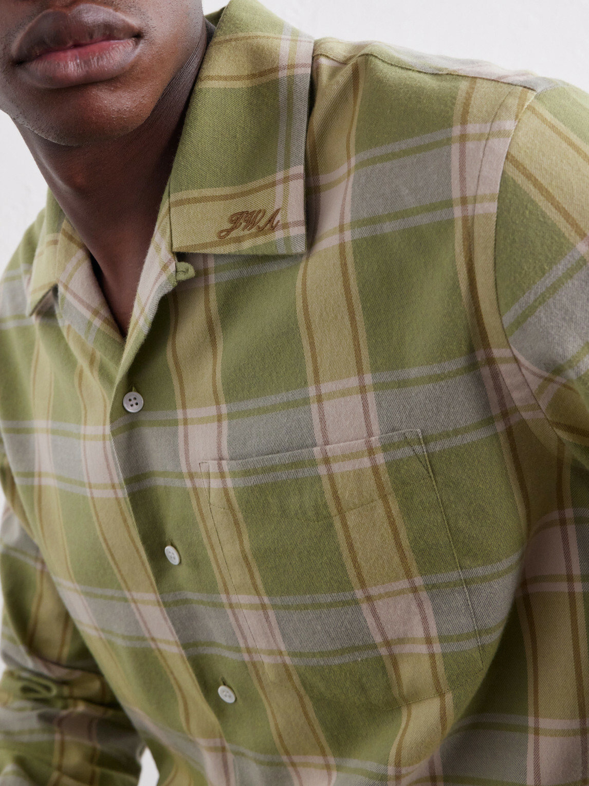 JW Anderson - Reversible-Collar Logo-Embroidered Checked Cotton-Twill Shirt - Green