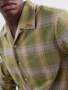 JW Anderson - Reversible-Collar Logo-Embroidered Checked Cotton-Twill Shirt - Green