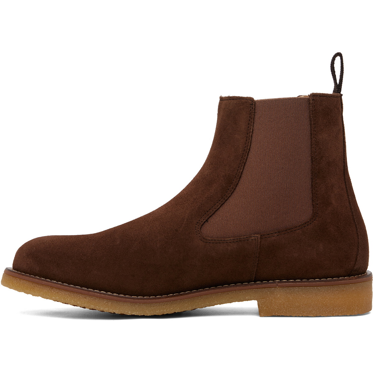 BOSS Brown Suede Signature-Stripe Stitching Chelsea Boots