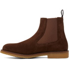 BOSS Brown Suede Signature-Stripe Stitching Chelsea Boots