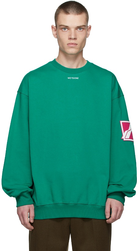 Photo: We11done Green Big Logo Arm Sweatshirt