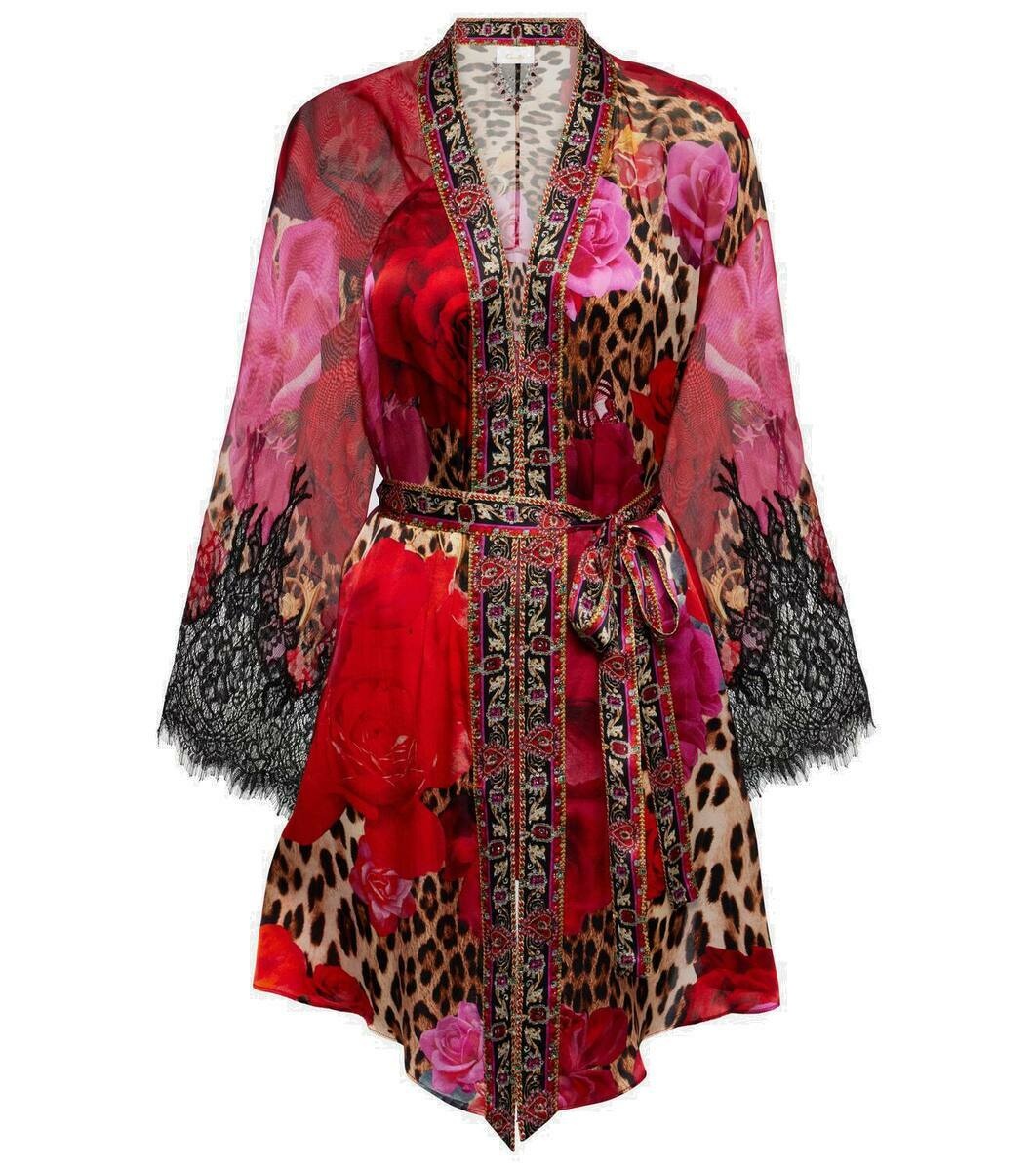 Photo: Camilla Printed lace-trimmed silk cardigan