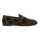 Gucci Brown Velvet GG New Jordaan Loafers