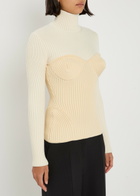 Jean Paul Gaultier Layered Ribbed Wool-blend top Cream