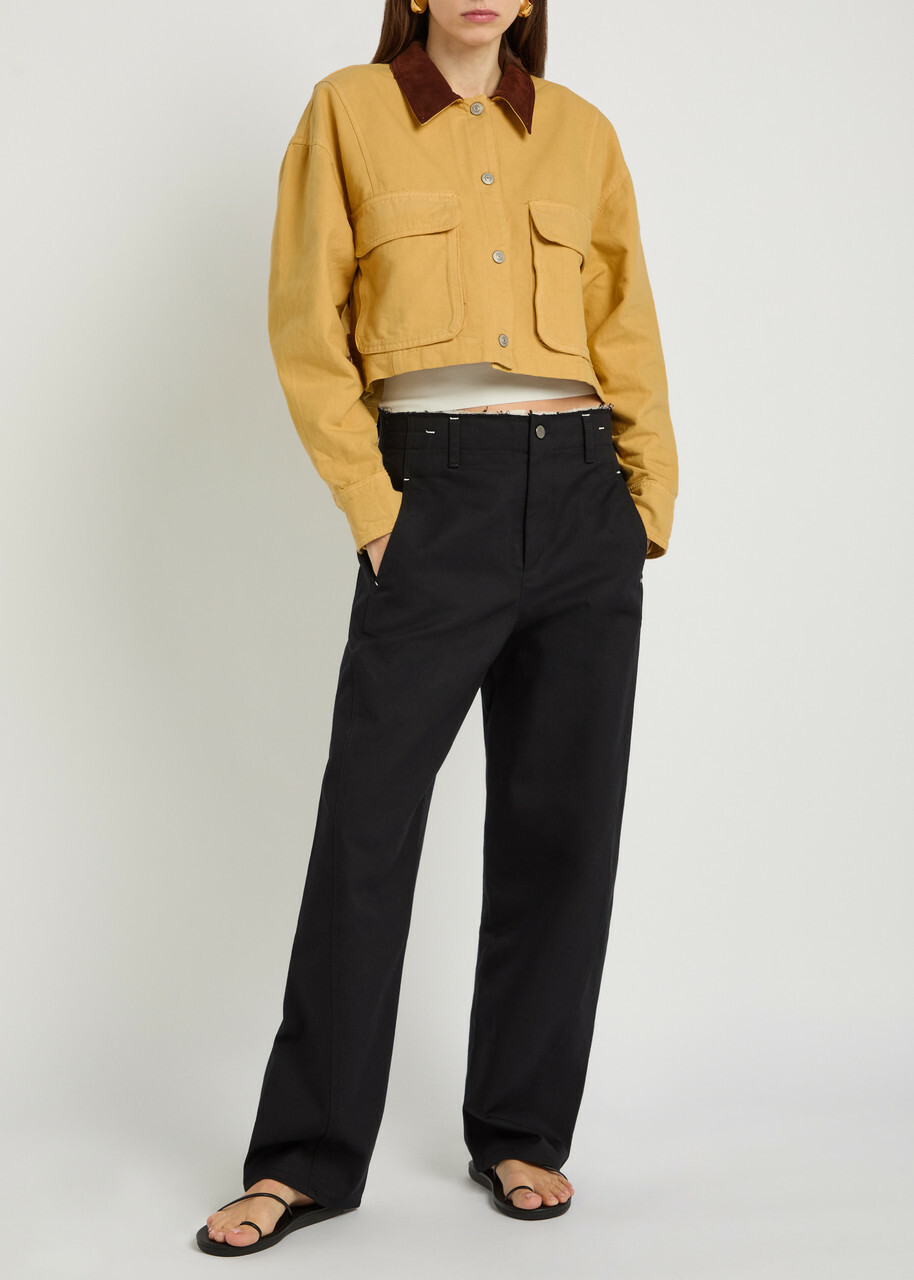 Free People Martha Cropped Cotton-twill Jacket Yellow