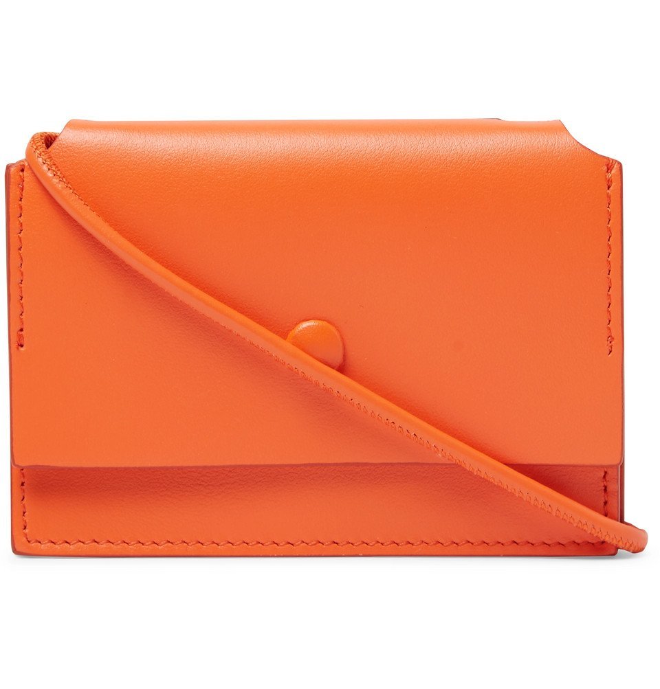 LEATHER CARDHOLDER - ORANGE - COS