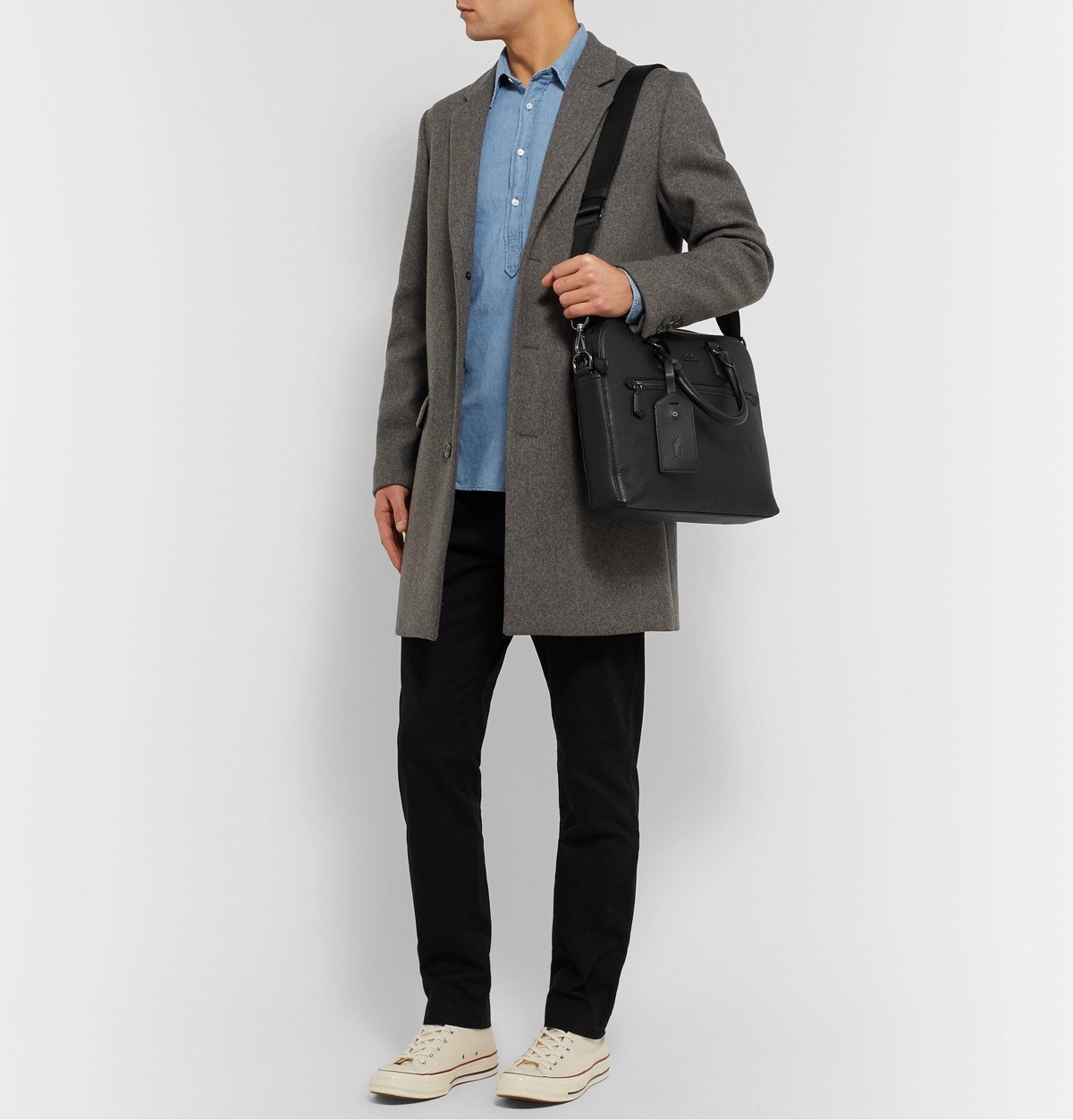 Polo Ralph Lauren Pebble-grain Leather Messenger Bag in Black for Men