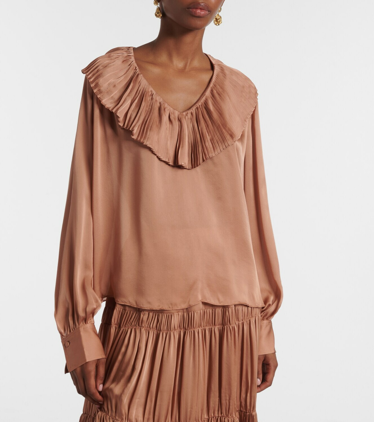 Ulla Johnson Liese pleated silk satin blouse