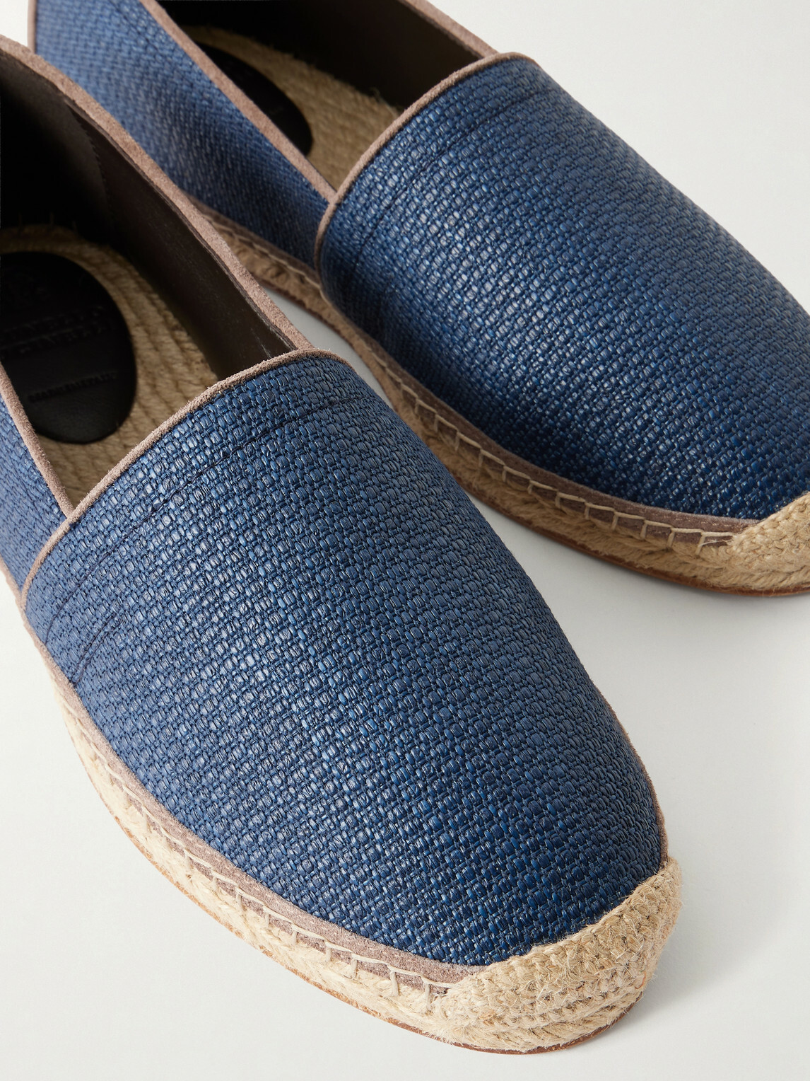 Brunello Cucinelli - Suede-Trimmed Raffia Espadrilles - Blue