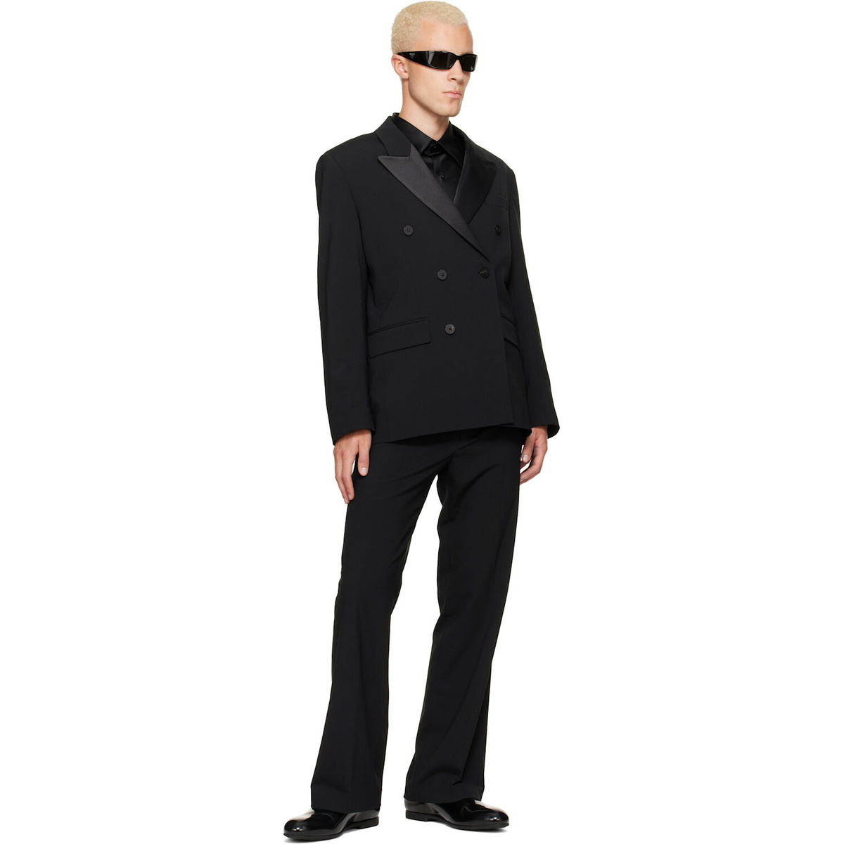 Ernest W. Baker Black Six Button Double Breasted Blazer