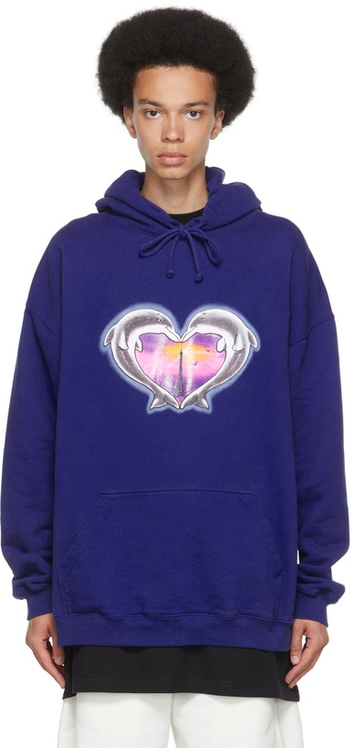 Photo: VETEMENTS Blue Dolphins Heart Logo Hoodie