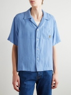Cherry Los Angeles - Camp-Collar Embroidered Jersey Shirt - Blue