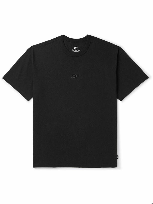 Photo: Nike - Sportswear Premium Essentials Logo-Embroidered Cotton-Jersey T-Shirt - Black