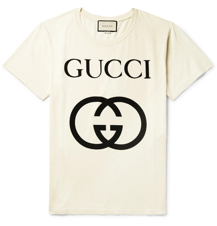 Photo: Gucci - Oversized Logo-Print Cotton-Jersey T-Shirt - Ecru