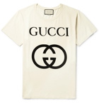 Gucci - Oversized Logo-Print Cotton-Jersey T-Shirt - Ecru