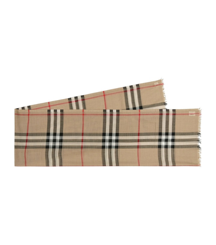 Photo: Burberry - Checked wool and silk scarf