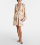Camilla Embellished floral silk minidress