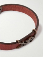 SAINT LAURENT - Opyum Leather and Burnished Gold-Tone Bracelet - Brown