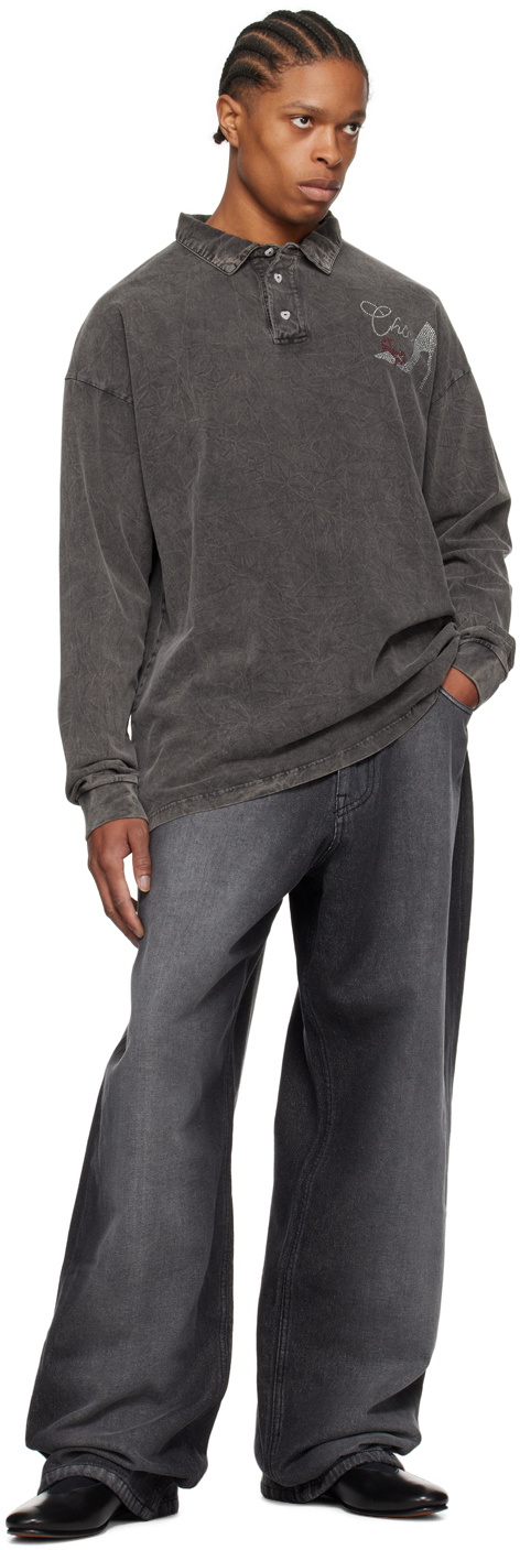 ABRA Black 'Chic' Long Sleeve Polo