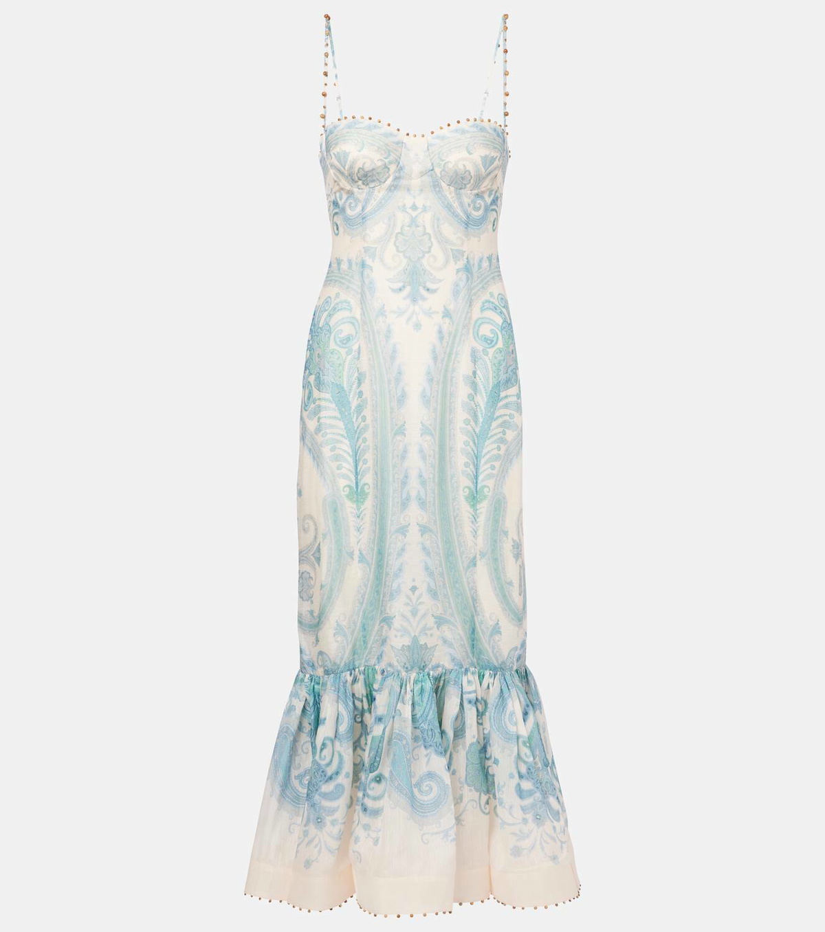 zimmermann cocktail dress Cream Contrast Embroidered Frill Mini A high neckline and sleeveless cut keep the look modern and polished Zimmermann Illuminate silk and linen