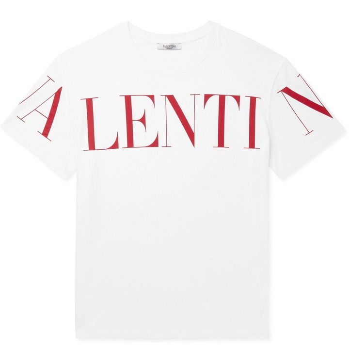 Photo: Valentino - Logo-Print Cotton-Jersey T-Shirt - White