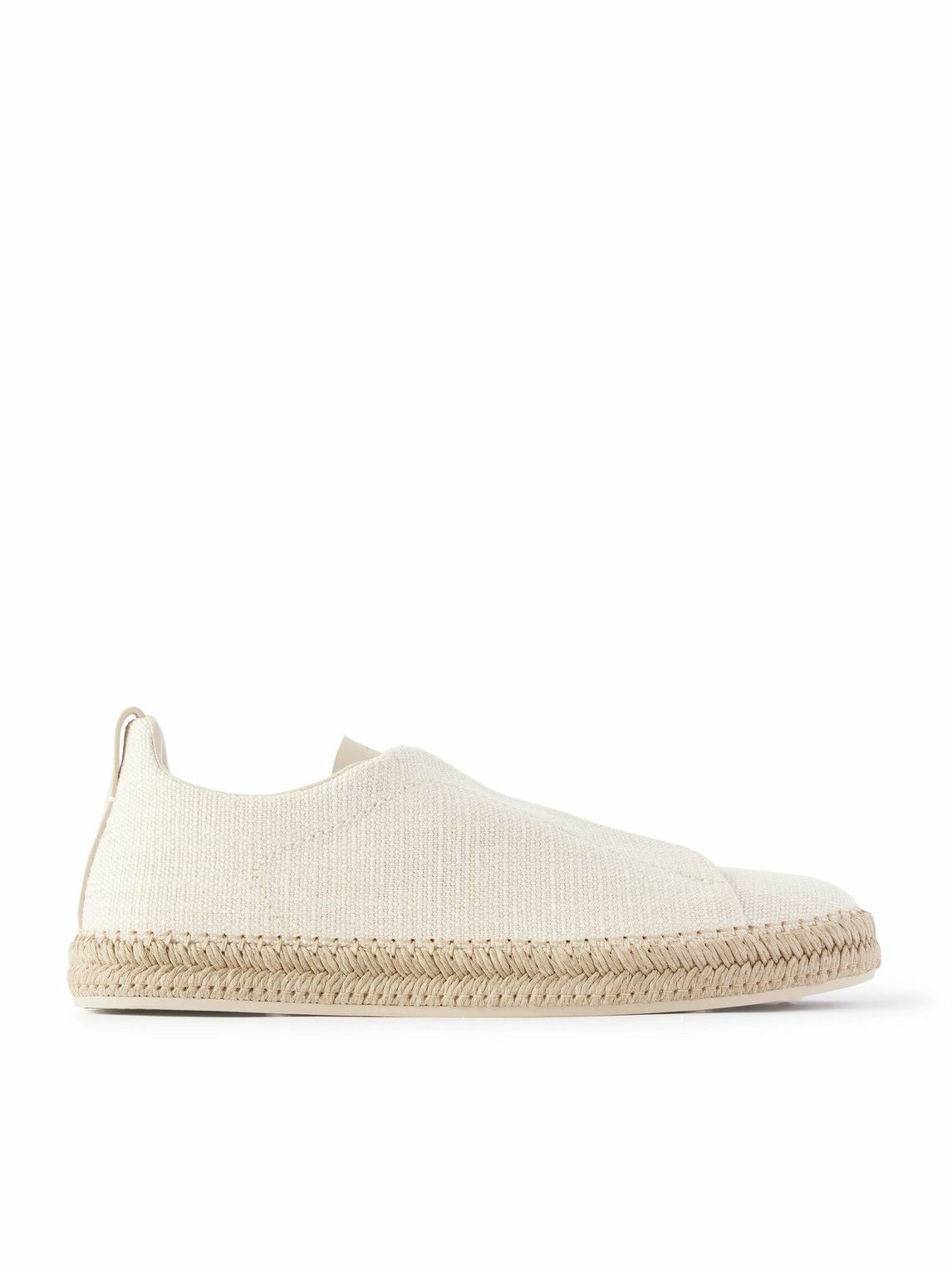 Zegna - Triple Stitch™ Leather-Trimmed Canvas Slip-On Sneakers - Neutrals