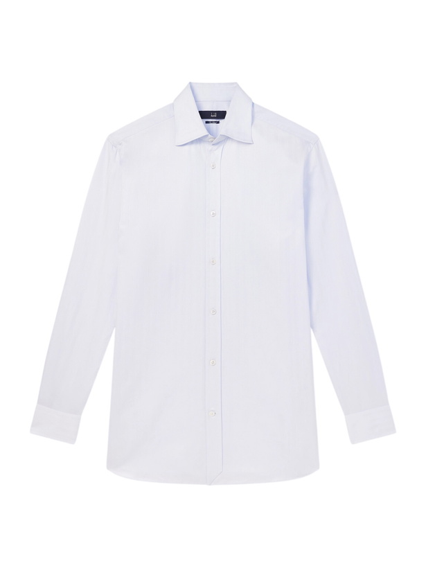 Photo: Dunhill - Cutaway-Collar Herringbone Cotton Shirt - Blue