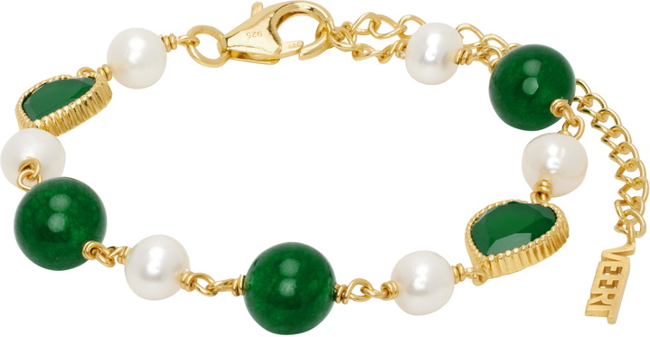 Photo: VEERT Gold & Green Onyx Freshwater Pearl Bracelet