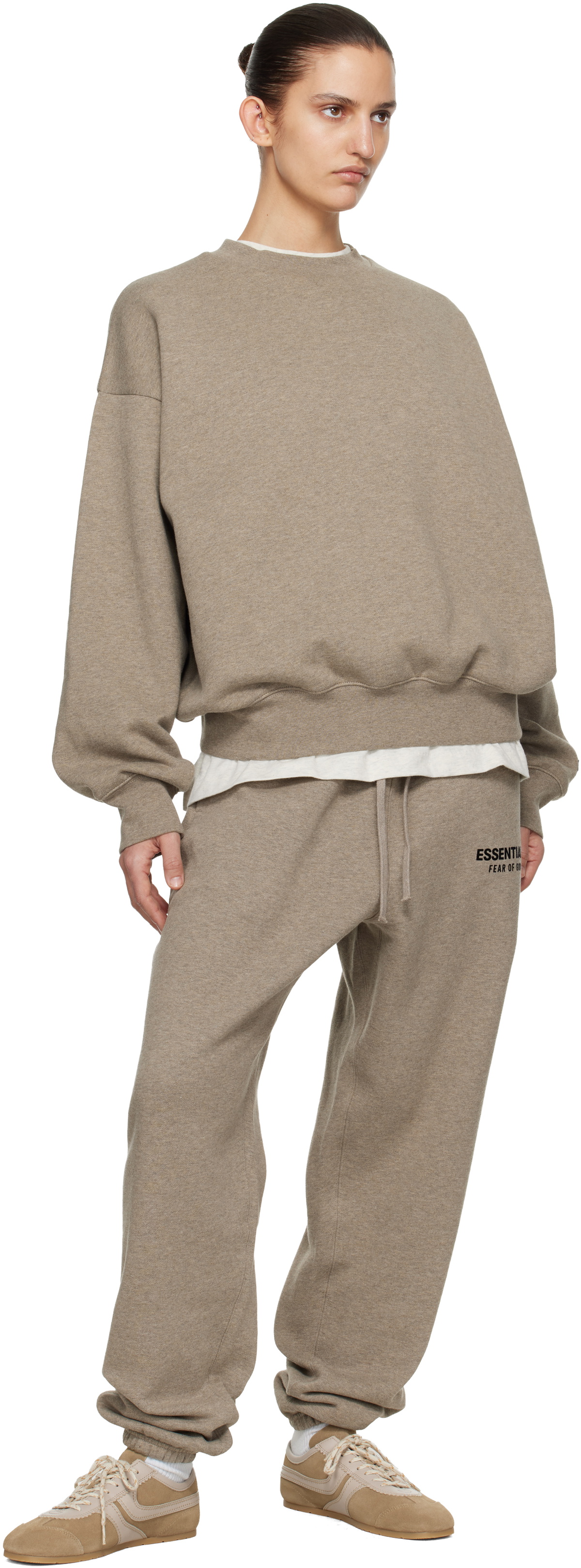 Fear of God ESSENTIALS Beige Classic Crewneck Sweatshirt