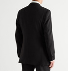 UMIT BENAN B - Double-Breasted Satin-Trimmed Wool-Blend Tuxedo Jacket - Black