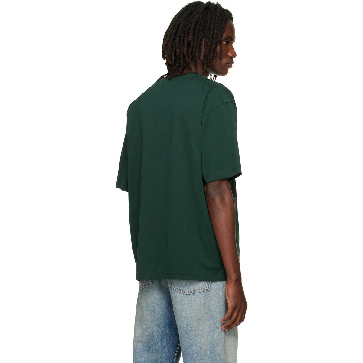 Acne Studios Green Embroidered-Logo T-shirt