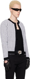 Ernest W. Baker White & Black Check Boucle Cardigan