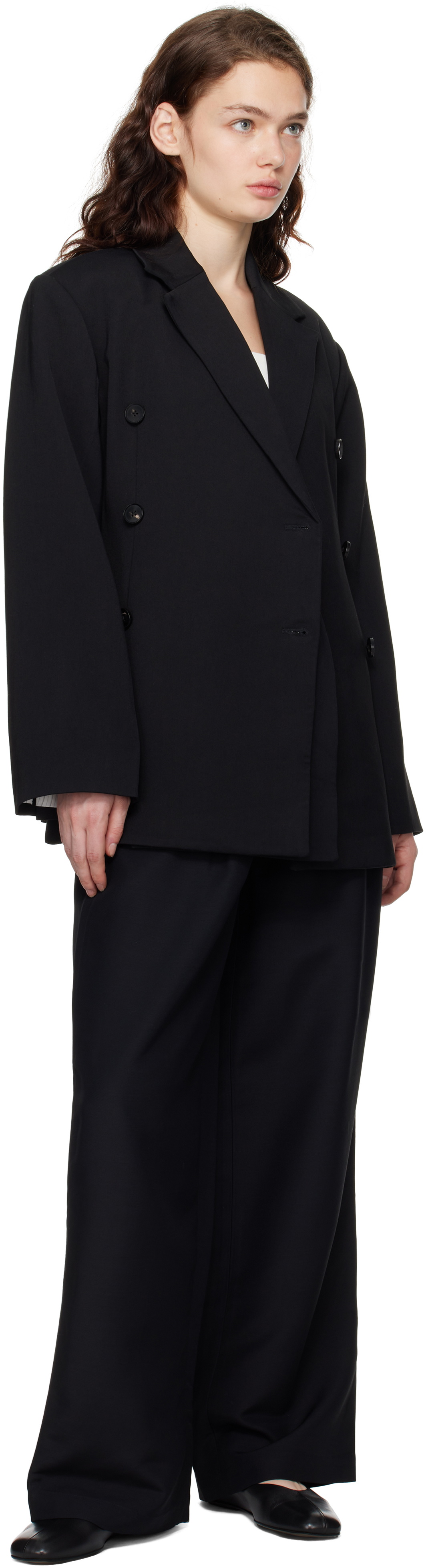 CO Black Pleated Barrel Trousers