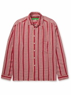 Small Talk - Striped Checked Voile Shirt - Red