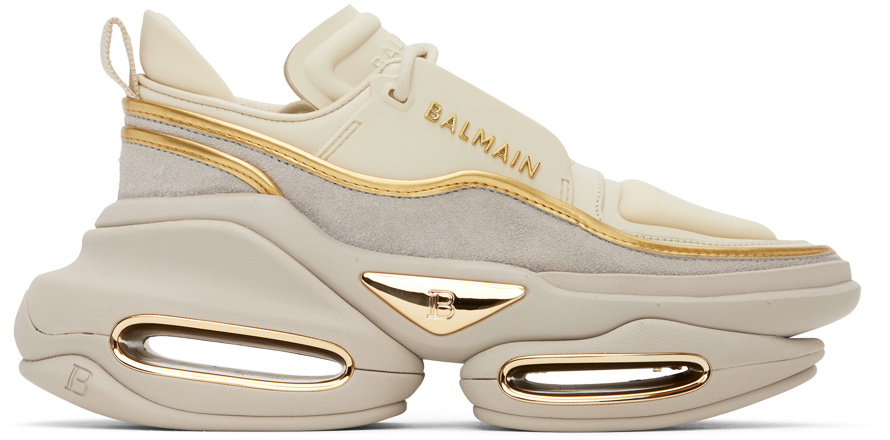 Balmain Beige Cotton Athletic Sneakers main image 1