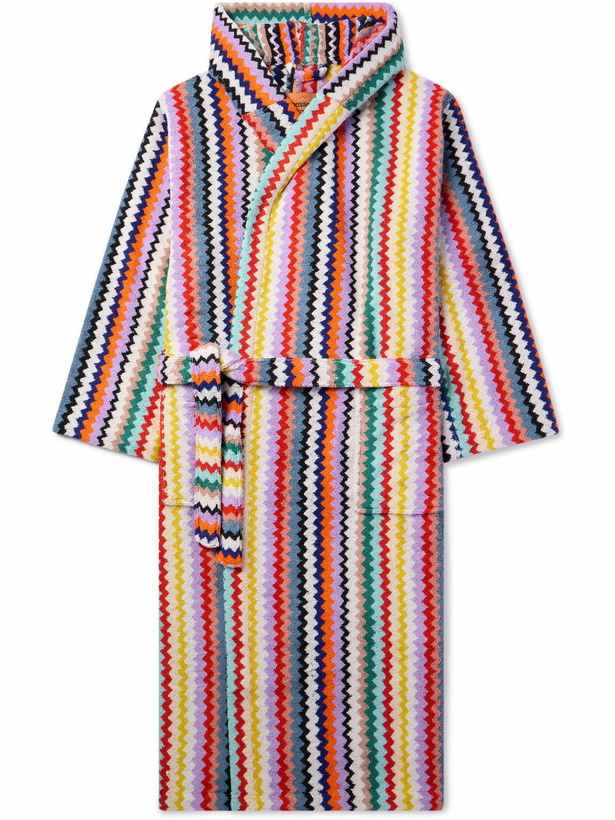Photo: Missoni Home - Riverbero Striped Cotton-Terry Hooded Robe - Red