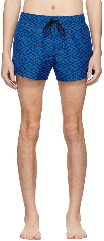 Photo: Versace Underwear Blue Greca Signature Swim Shorts