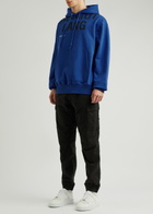 Helmut Lang Logo-print Hooded Cotton Sweatshirt Blue
