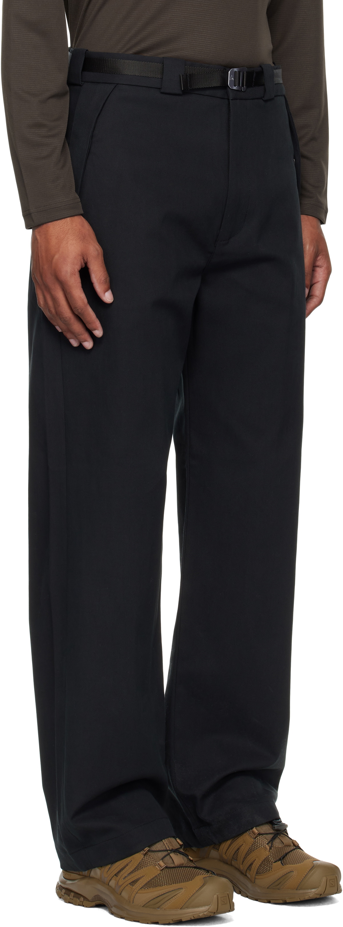 ROA Black Buckle Chino Trousers
