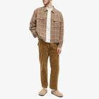 Auralee Men's Linen Silk Check Jacket in Brown Check