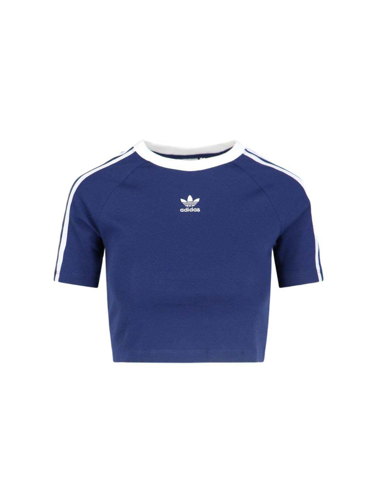 Adidas Women's Terry 3 Stripe T-shirt in Dark Blue adidas