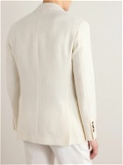 Brunello Cucinelli - Double-Breasted Herringbone Linen, Silk, Wool and Cotton-Blend Blazer - Neutrals