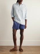 Kiton - Miami Striped Half-Placket Linen-Blend Shirt - Blue