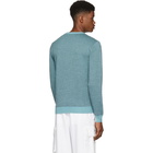 JW Anderson Blue and Black Trompe LOeil Shirt Crewneck Sweater