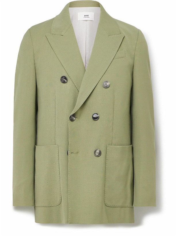 Photo: AMI PARIS - Double-Breasted Twill Suit Jacket - Green