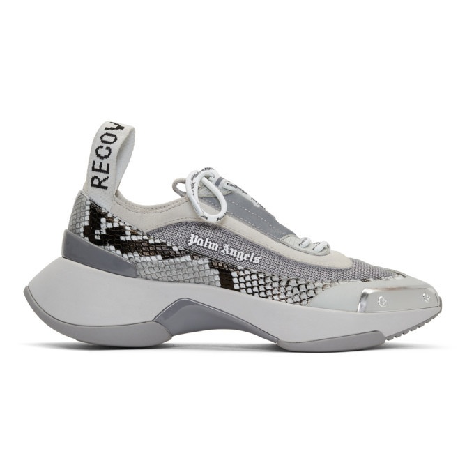 Photo: Palm Angels Grey Recovery Lace-Up Sneakers