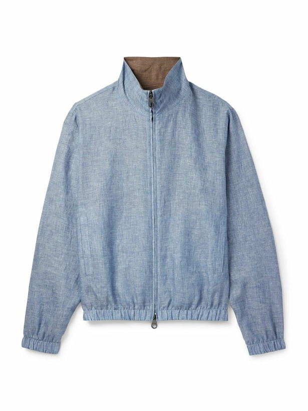 Photo: Loro Piana - Reversible Linen Bomber Jacket - Blue