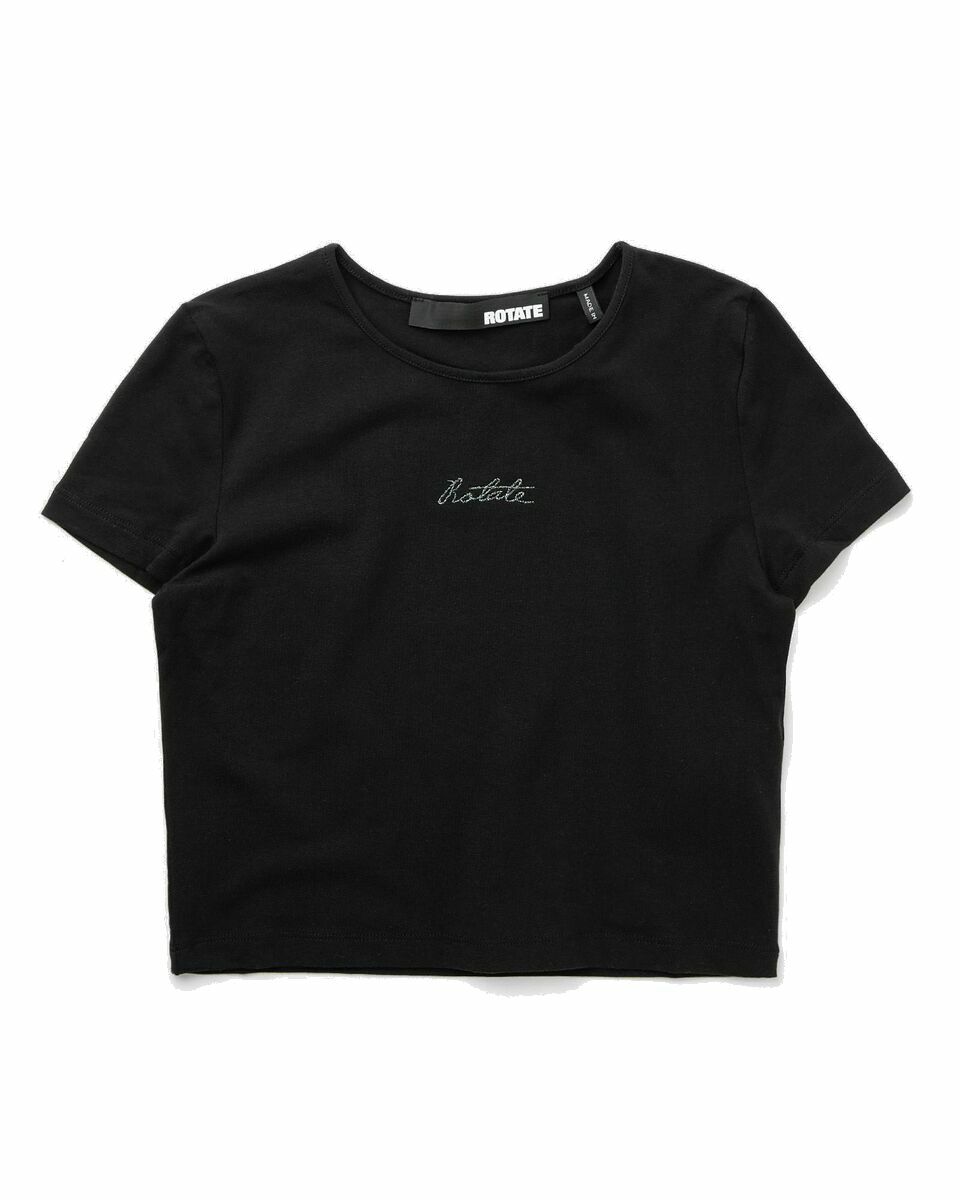 Photo: Rotate Birger Christensen Logo Cropped T Shirt Black - Womens - Shortsleeves