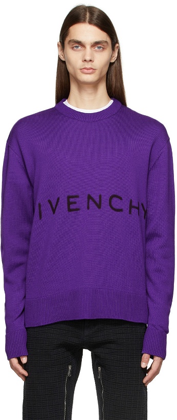 Photo: Givenchy Purple 4G Needle Punch Sweater