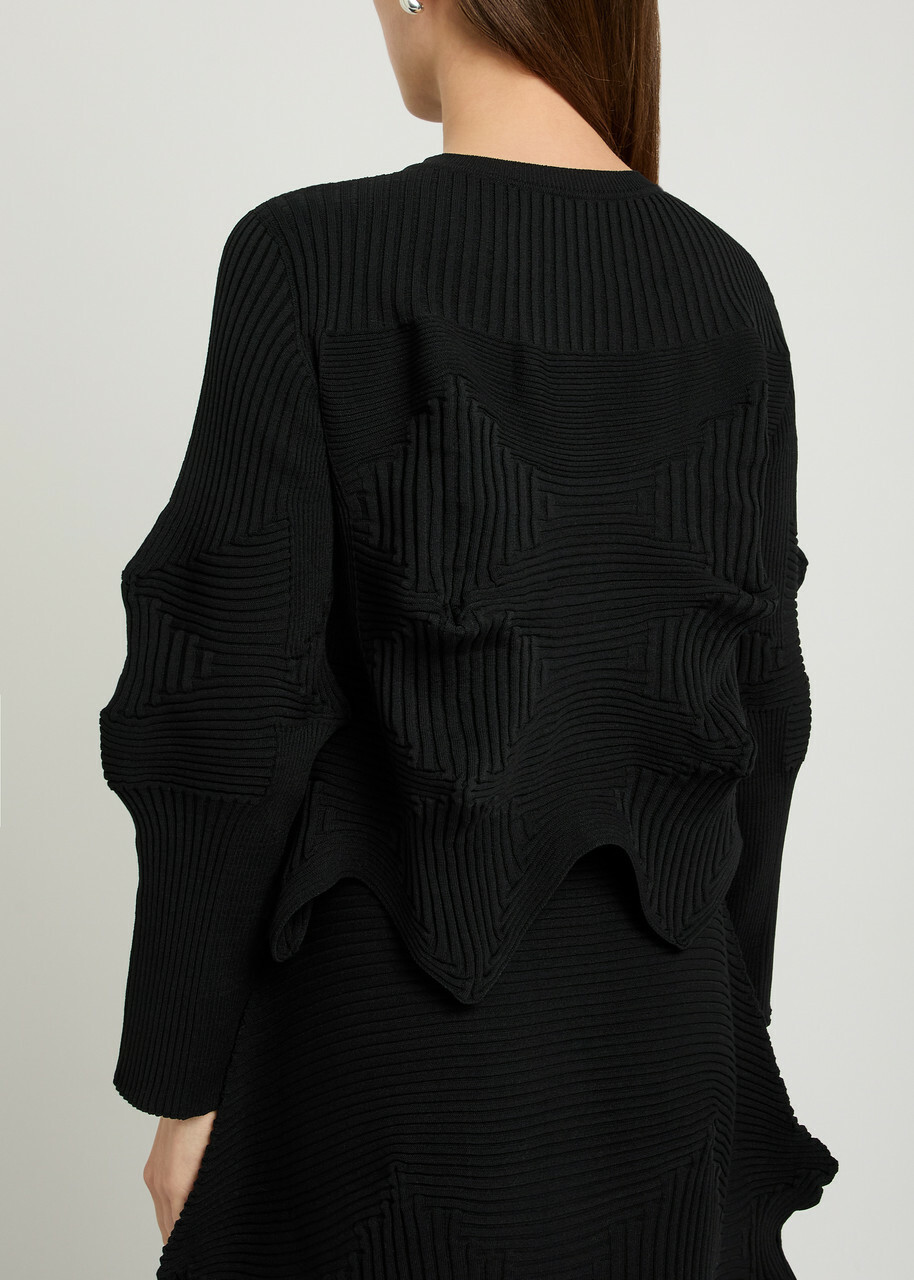 Issey Miyake Sculpted Knit Cardigan Black